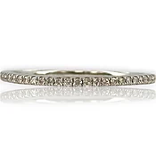 14kt Solid White Gold and Diamond Half Eternity Wedding Stackable Band Size 7