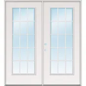 15-Lite Fiberglass Patio Prehung Double Door Unit