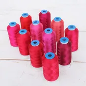 11 Cone Red Color Builder Polyester Thread Set - 1000m Cones - Brilliant Finish