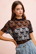Bow Pattern Mesh Top