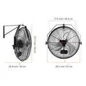 SucceBuy Wall Mount Fan High Velocity Waterproof Oscillating Industrial Wall Fan for Warehouse Greenhouse Patio ETL Listed