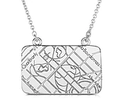 14k White Gold Rectangle Map Necklace