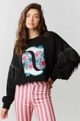 Angela Sequins & Western Boots Patch Top