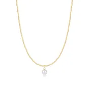 15" Choker Beaded - Classic Gold 2mm - Classic Pearl 8mm Charm