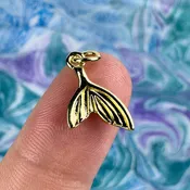 10x14mm Whale Mermaid Dolphin Tail Charm 18k Gold Plated