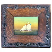 "A Sunset Sail" Oil Painting on Board by George Nemethy — Bradbury Art & Antiques