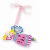Angel Crib Medal on Ribbon - Pink