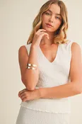 Bubble-Textured Sleeveless Jersery Top