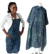 Durable Blue/Green Barber Salon Hair Cutting Shampoo Matching Cape and Apron Set - Hair Capes and Aprons Co