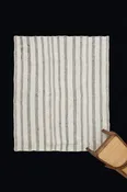 All-Natural Squarish Hemp Carpet with Segmented Chocolate Stripes of Natural Goat Hair (5' 3" x 6' 3.5")