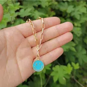Happy Face Necklace - Blue