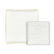 BrimWare Square Lattice Combo Plates (White/ Gold) - 20 ct.