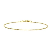 1.0mm Bead Chain Bracelet in Sterling Silver with Gold-Tone Flash Plate - 7.5"