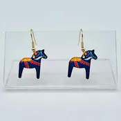 Blue Dala Horse Earrings
