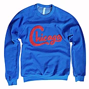 Chicago Blue Felt Applique Crewneck