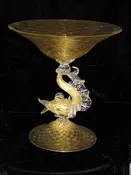 Golden Dolphin Compote — The Glass Studio on Cape Cod