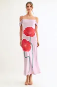 Adelyn Rae Audrey Off The Shoulder Cowl Neck Flower Dress