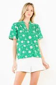 Green Flower Lace Top