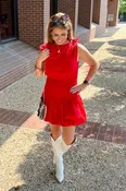 Elevate Your Style with the Red Smocked Waistband Dress
