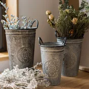 Antique Floral Carving Metal and Garden Pot