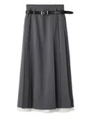 Belted Pleated Maxi Skirt