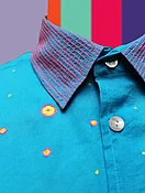 Cotton Voile Shirt with Bright-Sky Embroidery