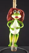 Blown Glass Frog in Red Hat Ornament