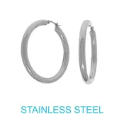 1.5" Silver 18k Gold Dipped Stainless Steel Hoop Earrings