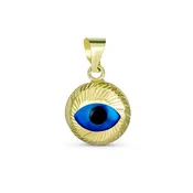 14K Yellow Real Gold Evil Eye Charm Spiritual Pendant No Chain