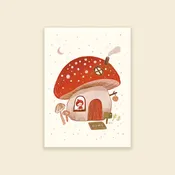 4x6" Mushroom House - Shimmer Mini Print