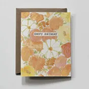 Full | Orange Floral Bouquet Birthday Greeting Card