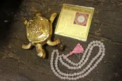 Abundance Rose Quartz Prayer Yoga Mala Shri Meru Yantra Sainath Altar