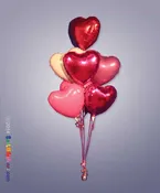 7 Mylar Hearts Cluster