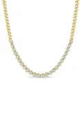 14k Diamond Bezel Tennis Segment Small Curb Chain Necklace