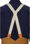 1860s Cotton X-Back Suspenders - Brown/Blue Stripe