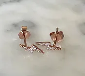 Lightening Bolt Earring with Pave Stones - 3 Colors