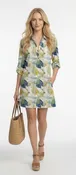 3/4 Roll Tab Print Dress