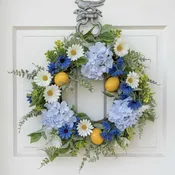 Blue and white lemon wreath