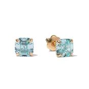 Asscher Cut Gemstone Studs Turquoise 14K