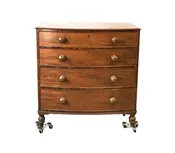 19c. Antique Bowfront 4 Drawer Chest of Drawers — White Barn Antiques