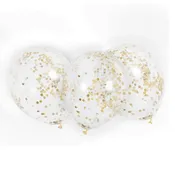 12in Clear Latex Balloons with Gold Tissue Confetti  6ct
