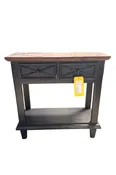 2 Drawer Small Console, Black / Ant. Coffee Top
