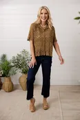 *FINAL SALE* Short Sleeve Collared Crochet Top