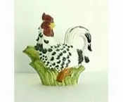 Black &amp;amp; White Rooster Tea Pot