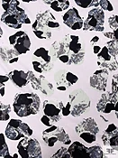 Abstract Block Printed Heavy Cotton Voile - Black / Grey / Off-White / Mint