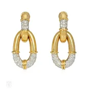 Adaptable gold and diamond doorknocker earrings