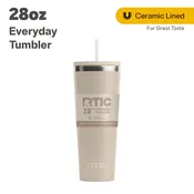 28 Oz Ceramic Lined Everyday Tumbler, Spill-Resistant Straw Lid, Beach