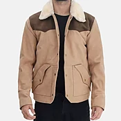 Beige &amp;amp; Brown Suede Jacket For Mens