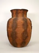 Extra Large Apache Basketry Olla - With Harness Leather Lugs - Apache War Period