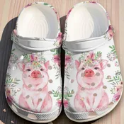 “Barnyard Blossom” – Watercolor Baby Pig &amp; Floral Crocs